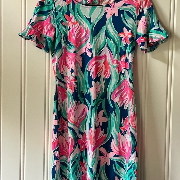 Lilly Pulitzer Pink and Green Ruffled Sundress Size XS - Picture 1 of 7